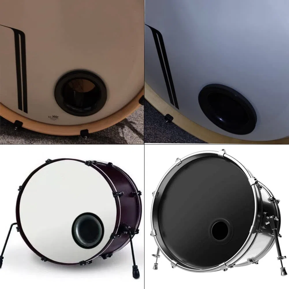 Kickdrum Enhancer Bass Drum Enhancer Einstellbarer ABS Gummi Bass Drum Kick-Enhancer mit Schutzaufkleber Bass Drum Head Port Hole Protector
