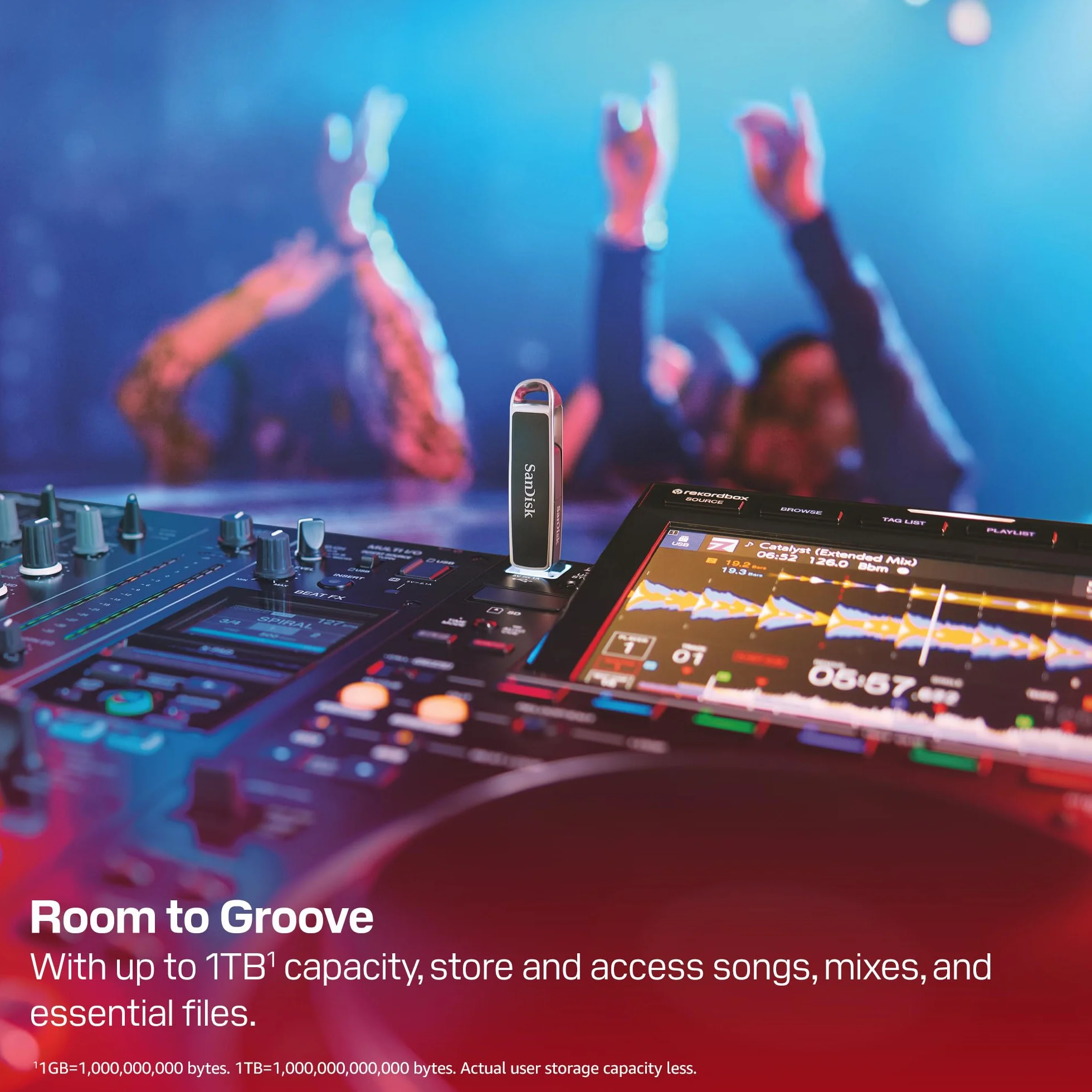 SANDISK DJ Flash-Laufwerk 512 GB (getestet und optimiert für Pioneer DJ & AlphaTheta, Dual Drive mit USB-C/USB-A, bis zu 1.000 MB/s Lesen & 900 MB/s Schreiben, inkl. rekordbox Creative-ABO)