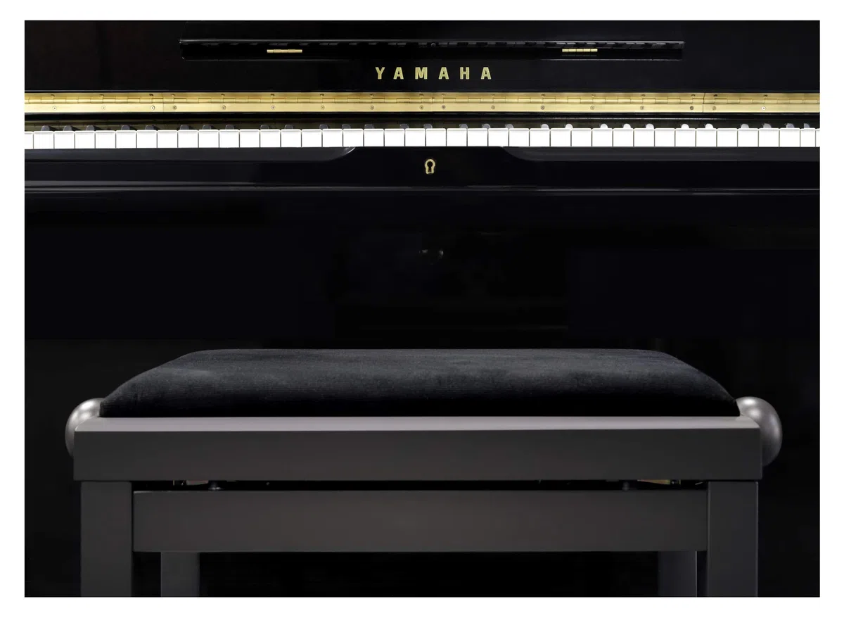 Classic Cantabile Pianobank - höhenverstellbare Klavierbank aus Massivholz mit Spindelmechanik, Cordbezug, 55 x 32 cm Sitzfläche, rutschfeste Füße, 47 bis 56 cm Höhe, Dunkle Walnuss matt