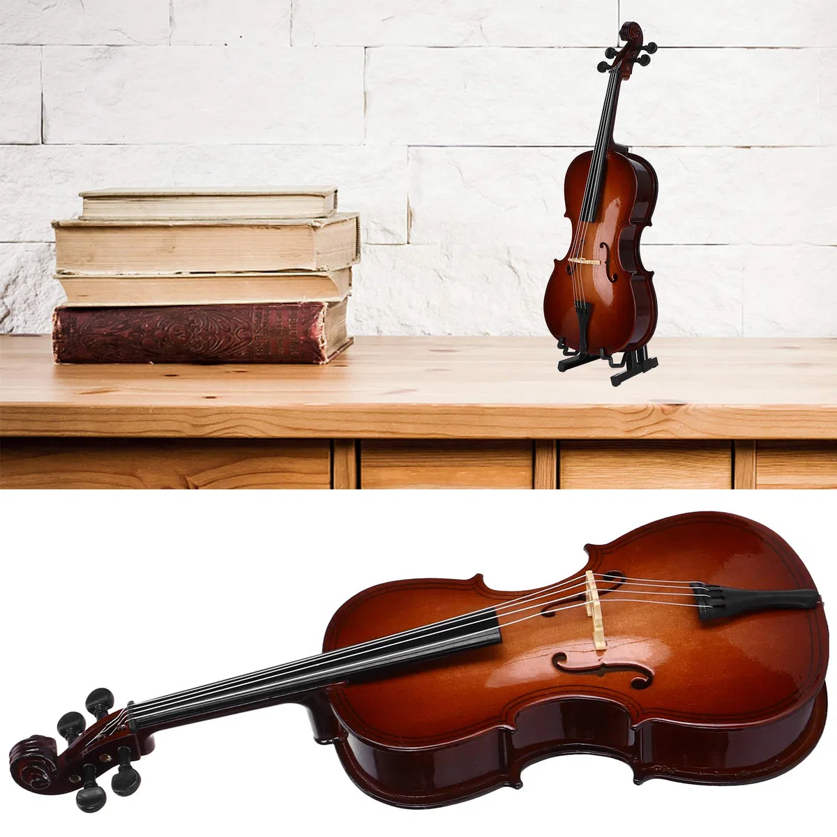 Mini-Cello-Modell, Ornament, Holz-Cello Mit Bogenständer, Koffer, Bass, Musikinstrument, Sammlerstück, Geschenk Für Freunde, Kinder
