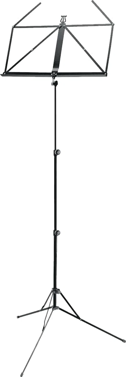 K&M 101 Notenpult Schwarz – Ausziehbarer Notenständer 650 - 1.225 mm - klappbare Notenablage, faltbares Metall-Stativ
