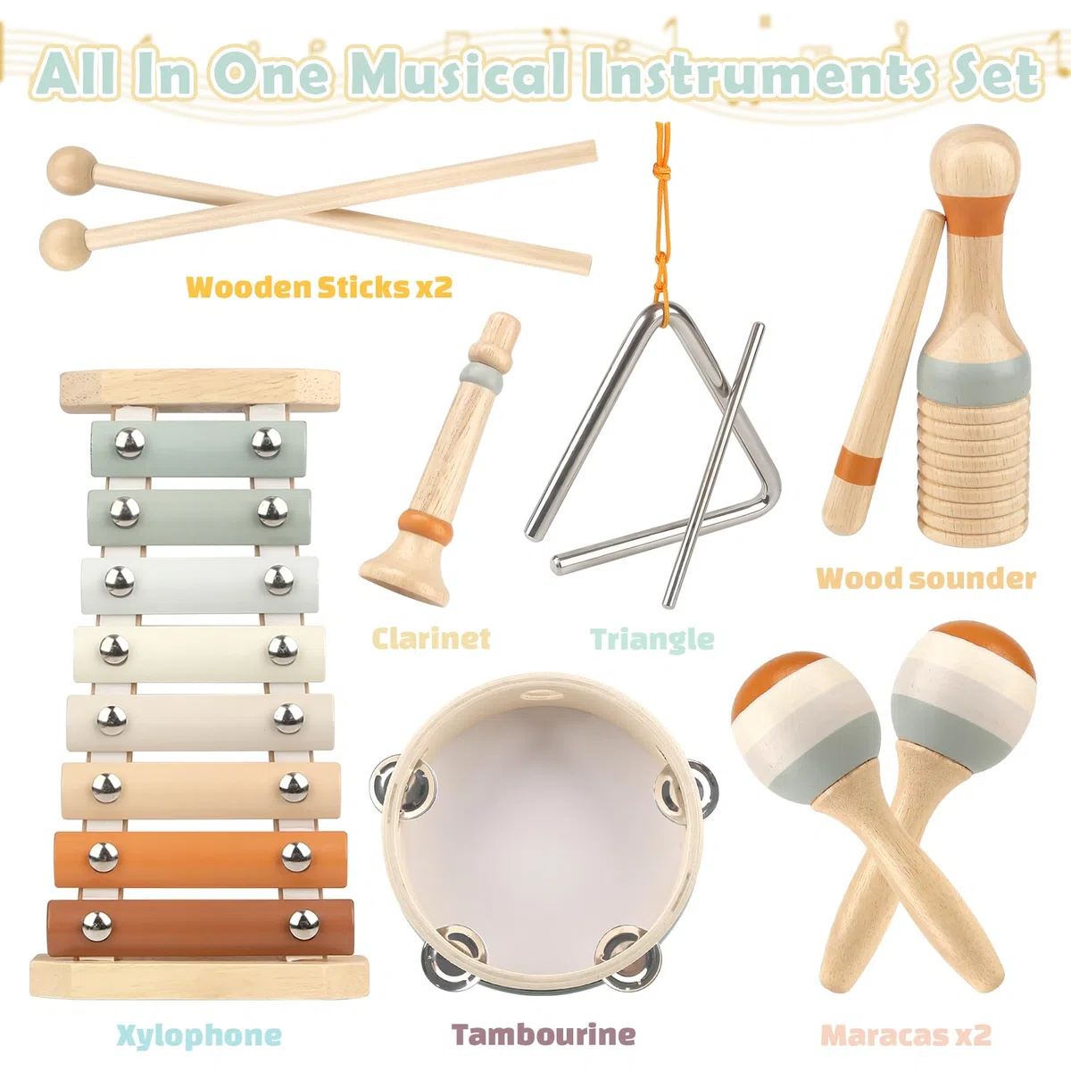 Musikinstrumente für Kinder Kinderspielzeug ab 3 Jahre holzspielzeug Trommel Xylophone für Kinder Baby Musikspielzeug Montessori Spielzeug ab 3 Jahre