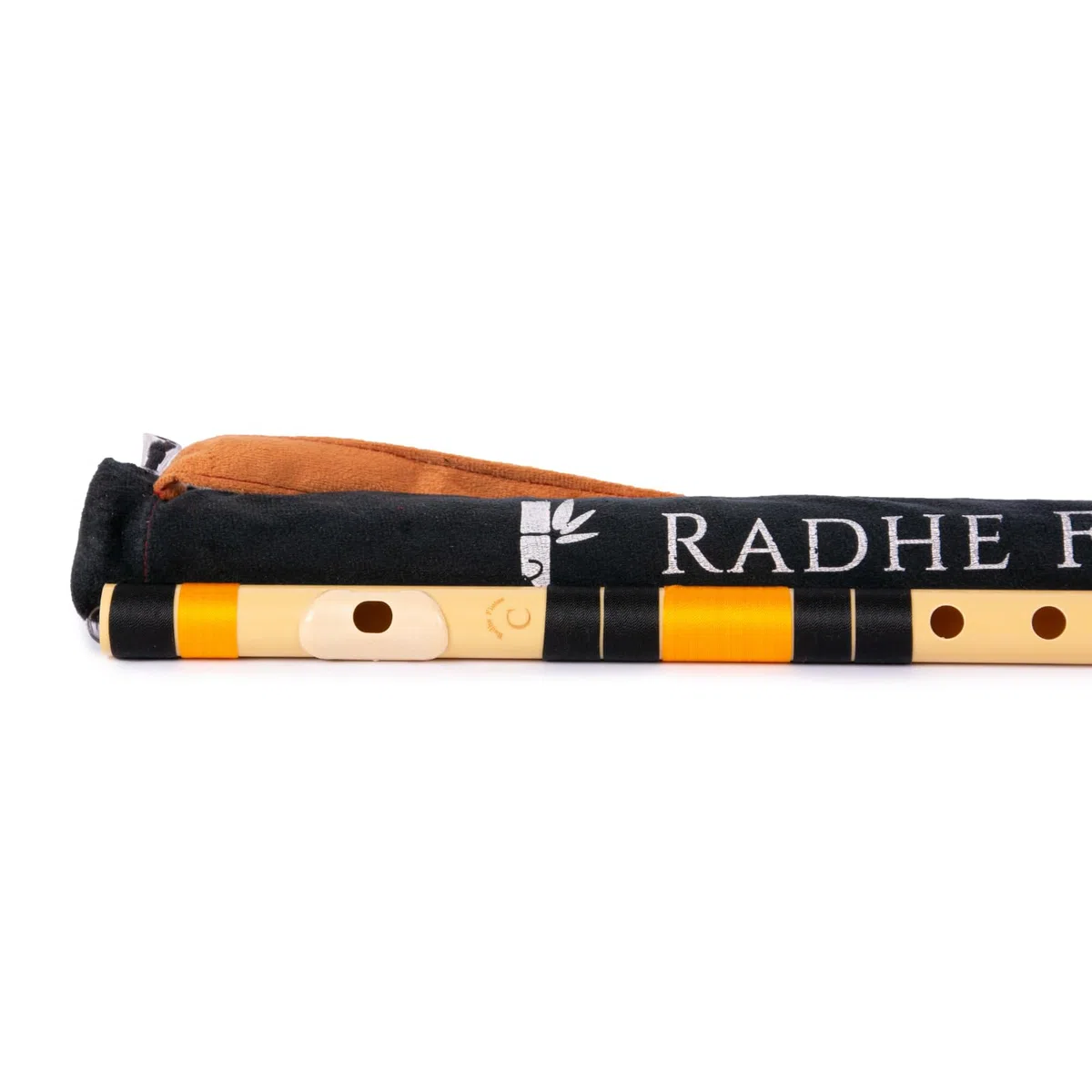 Radhe Flutes PVC-Faser, naturfarben, Rechtshänder, mit Samtbezug, Farbvariation + kompletter Flöten-Anfänger-Online-Kurs in Hindi und Englisch (Orange und Schwarz)