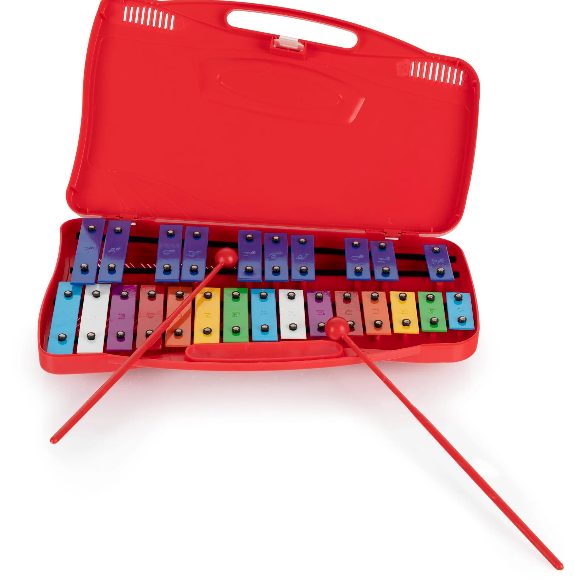 Classic Cantabile GSR-25 Sopran Glockenspiel - Kinder Xylophon mit 25 Tönen - Inklusive praktischem Tragekoffer und Schlägeln - Rot