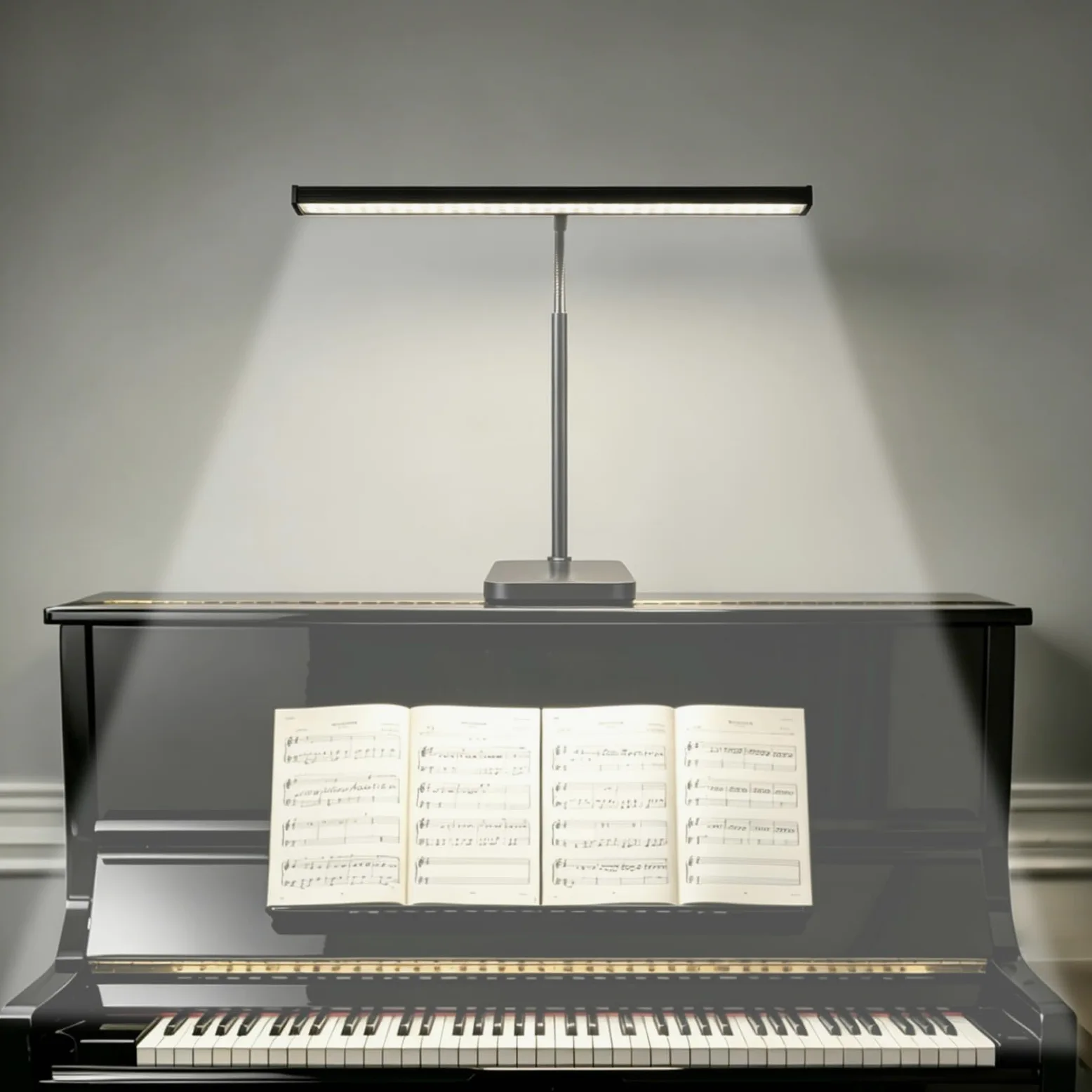 LED Klavierlampe, 3 Farbmodi, 10 Helligkeitsstufen dimmbar, USB betrieben, 360 Grad flexibler Schlauch, stabiler Metallsockel, geeignet für Klavier, Flügel, E-Piano und Schreibtisch