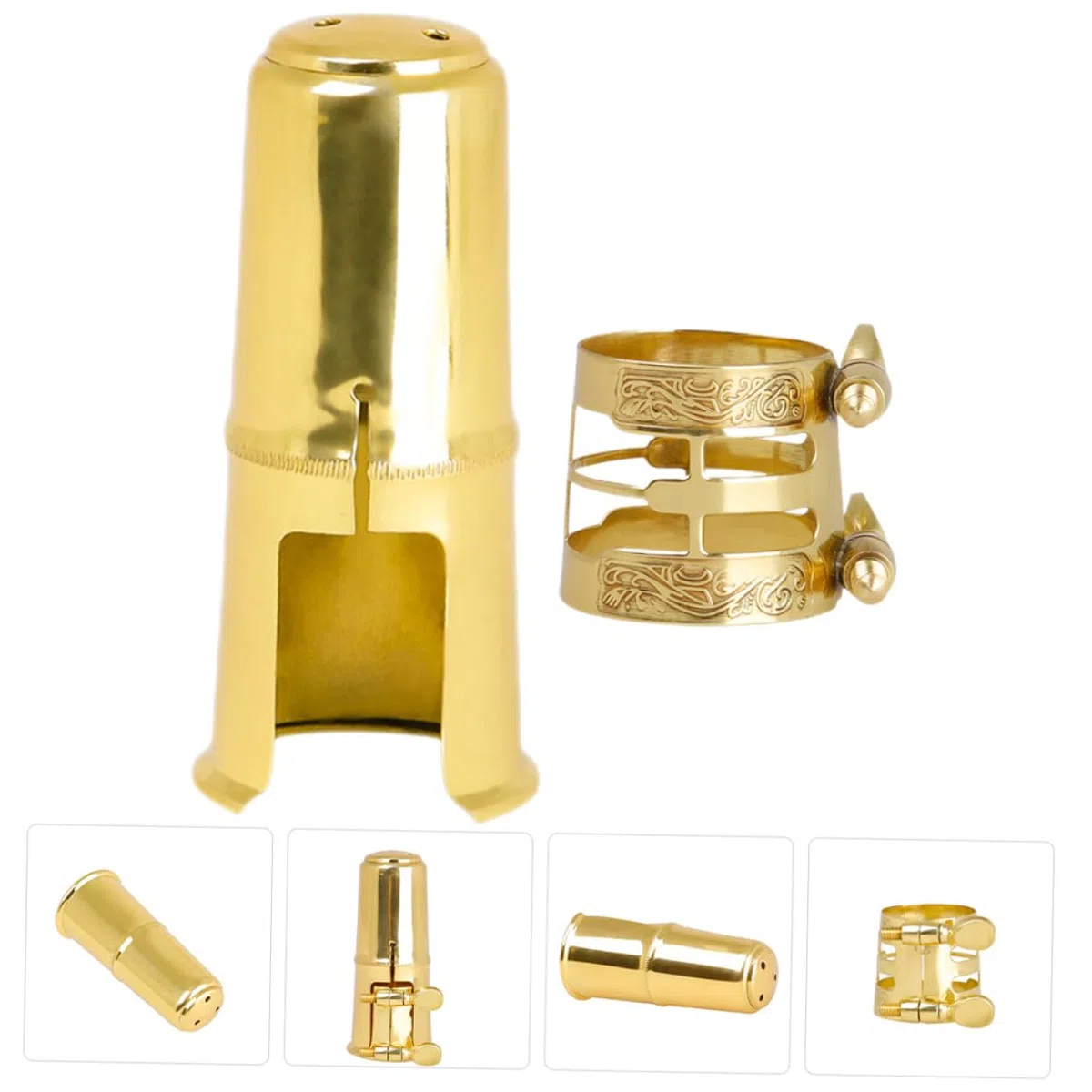Baluue Alto Saxophon Ligaturkappe aus Messing Hochreaktiv und Robust Ersatzmundstück Zubehör für Tenor Saxophon mit Dekorativer Klemme