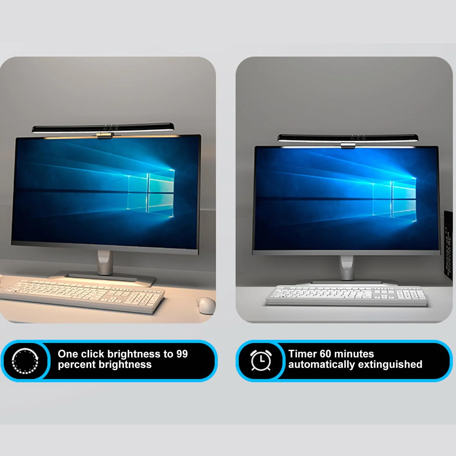 Denash Gebogene -Lichtleiste, Touch-Steuerung, Plug and Play, stufenloses Dimmen, Computer-Bildschirmlicht für Büro