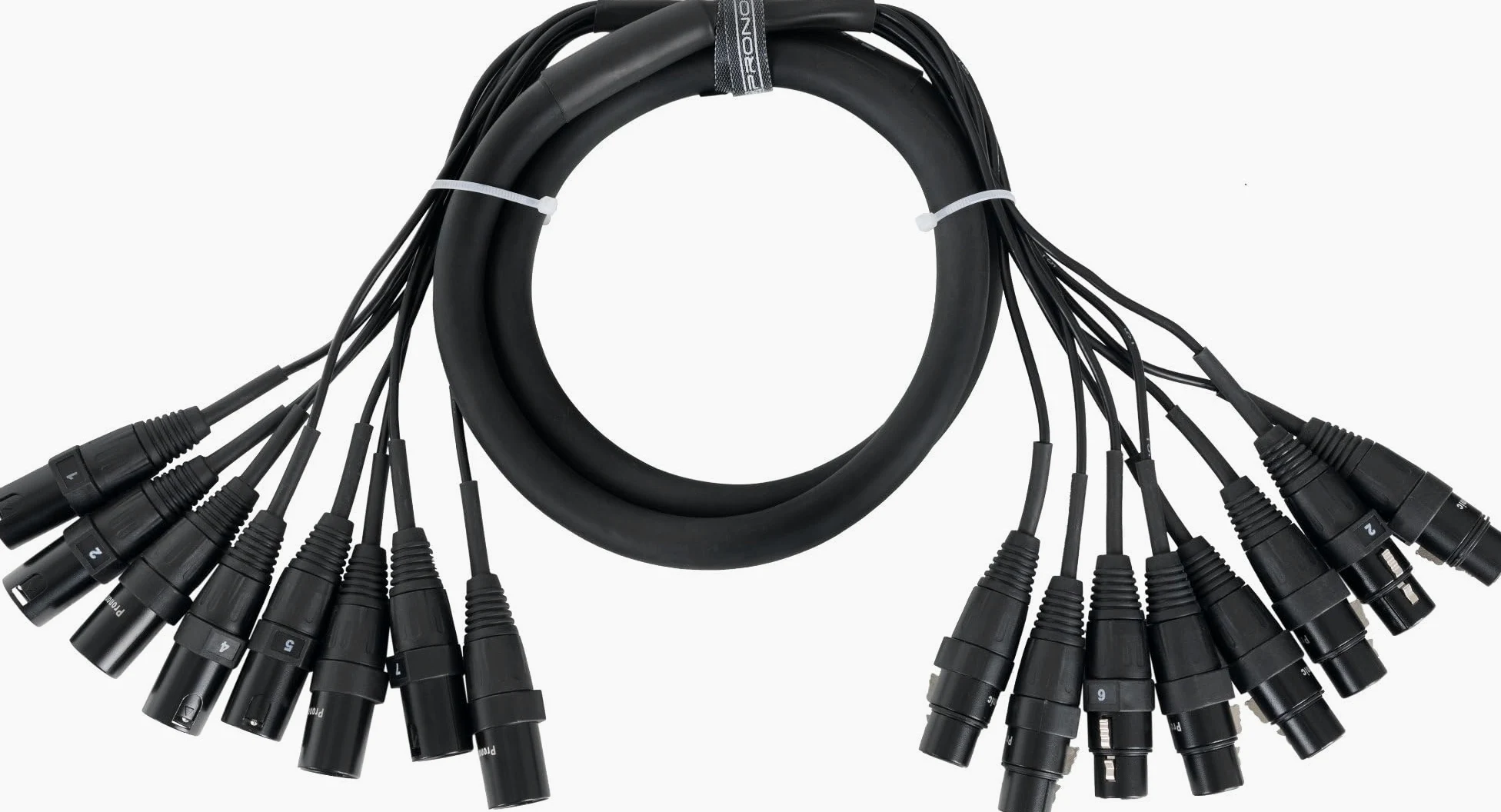 Pronomic Stage MX8/0-1,5 Sub-Multicore XLR 1,5m - 8-fach Multicore Male auf Female - Nummerierte Steckverbinder aus Metall - Ideal für Tonstudio und Bühne - Länge: 1,5 Meter - Schwarz