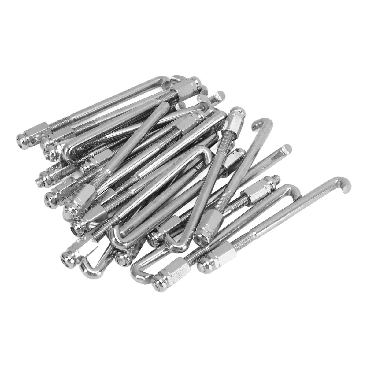 24 PCS Banjo Hook Brackets Banjo Nuts Set Zubehör Round Silver Banjo Nuts Set Musikinstrumentenzubehör Hakenhalterungen