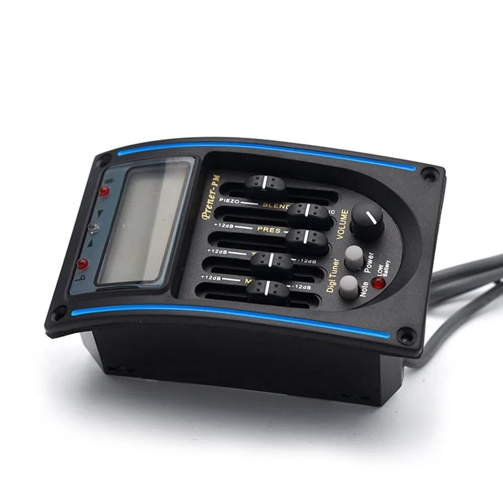 TORR 1 Satz Akustikgitarren-Tonabnehmer, 5-Band-EQ-Equalizer, Gitarrenvorverstärker, Piezo-Tonabnehmer, Tuner mit Mikrofon-LCD-Display