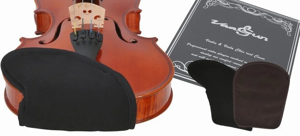Kinnhalter Cover Größe L, Überzug Kinnhalter, reduziert Hautreizungen, für Violine 4/4 und Viola, Baumwolle schwarz