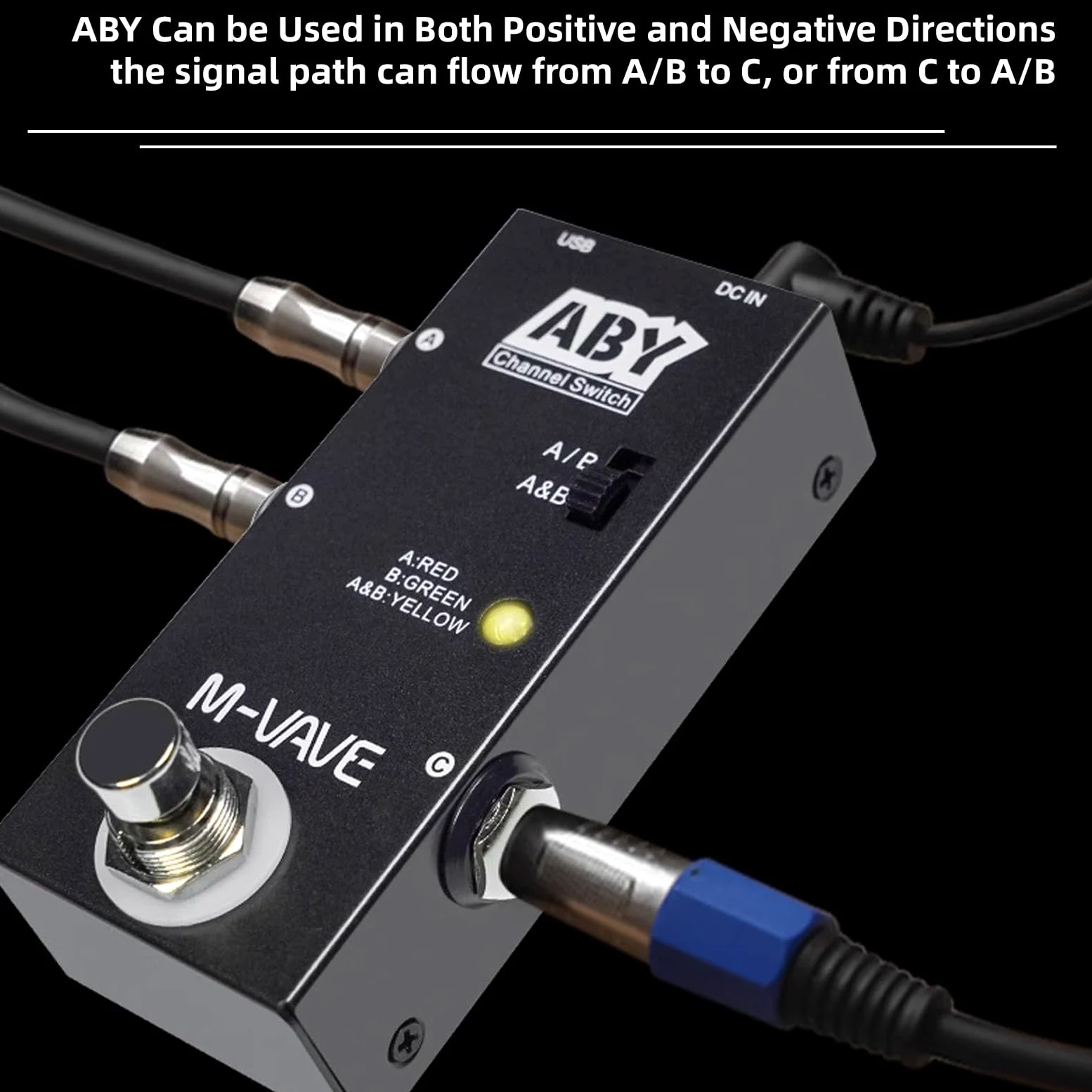 Kavolet ABY Line Selector AB Schalter Mini Gitarren Effektpedal, True Bypass Gitarren Bass Pedal AB Box ABY Kanalschalter für Musikbegeisterte