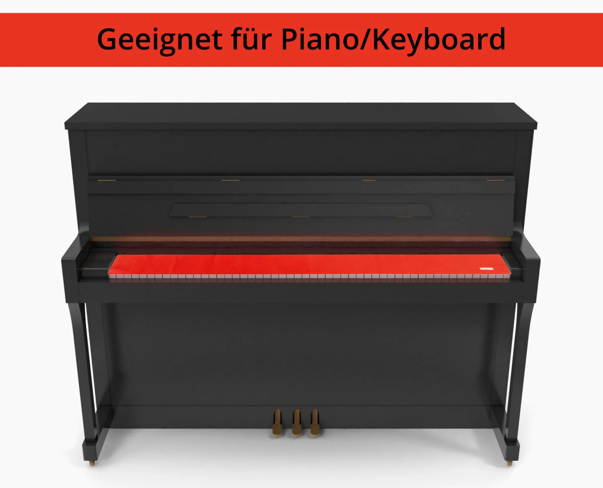 Tastenläufer Modell “Kirstein” - Staubschutz aus hochwertigem Filz - Klavierläufer für Klavier, Flügel und Digitalpiano - Rot