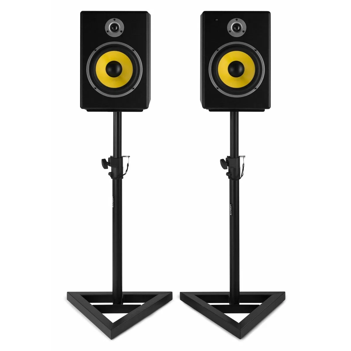 Vonyx SMS15 Lautsprecherständer 2er Set, Metall Boxenständer höhenverstellbar in 6 Stufen, 65-115cm, max. 20kg - verstellbare Studio Monitor Ständer, Speaker Stands, 22x22cm, Teleskoparm - Schwarz