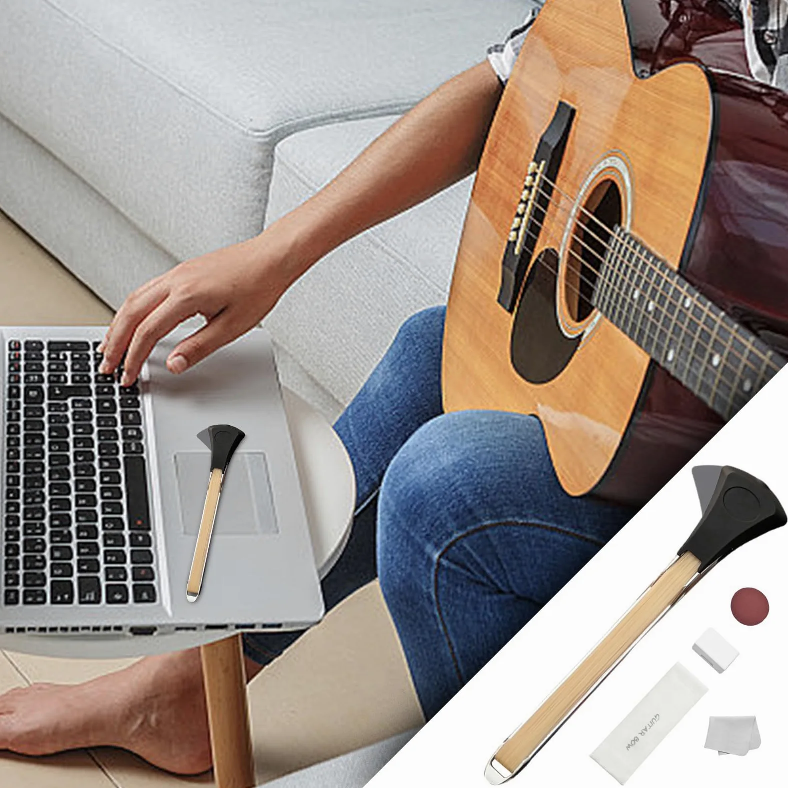 Pickaso Guitar Bow, Gitarrenbogen,Pickaso Gitarrenbogen, Für Gitarre Doppelseitiger Gitarrenbogen Mit Integriertem Plektrum, Tuning-Paddel Für Klassische Folk-Gitarre