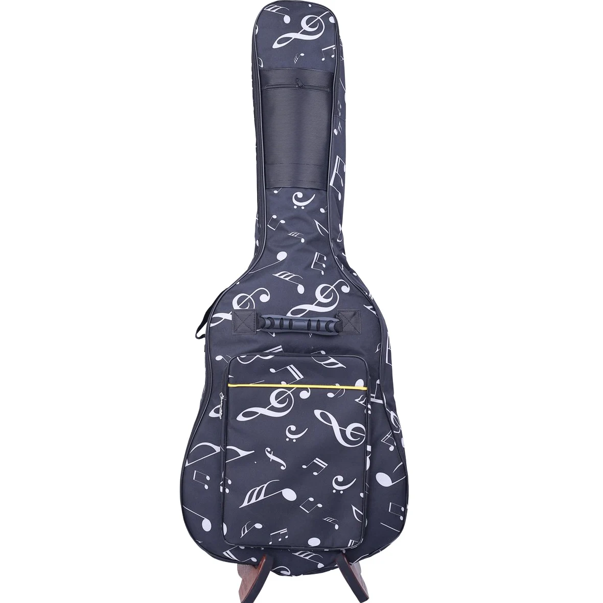 KingPoint-Oxford-Gitarren-Tasche - gepolstert. Passt für die Größe 39/40/41 - mit doppelt verstellbaren Schulter-Rucksackriemen. Music Notes Pattern