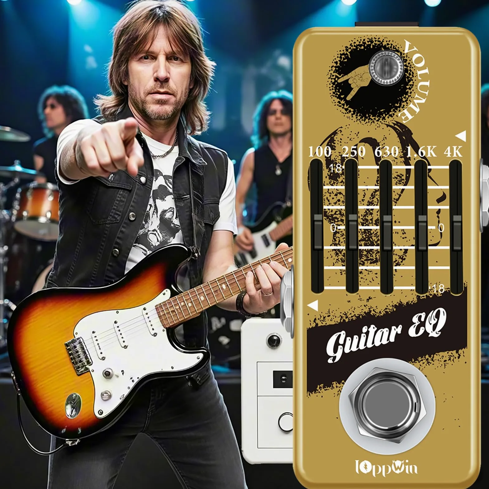 Gitarrenpedale, 5-Band Guitar Graphic Equalizer Pedal mit Master Level Control - True Bypass & Metal Shell