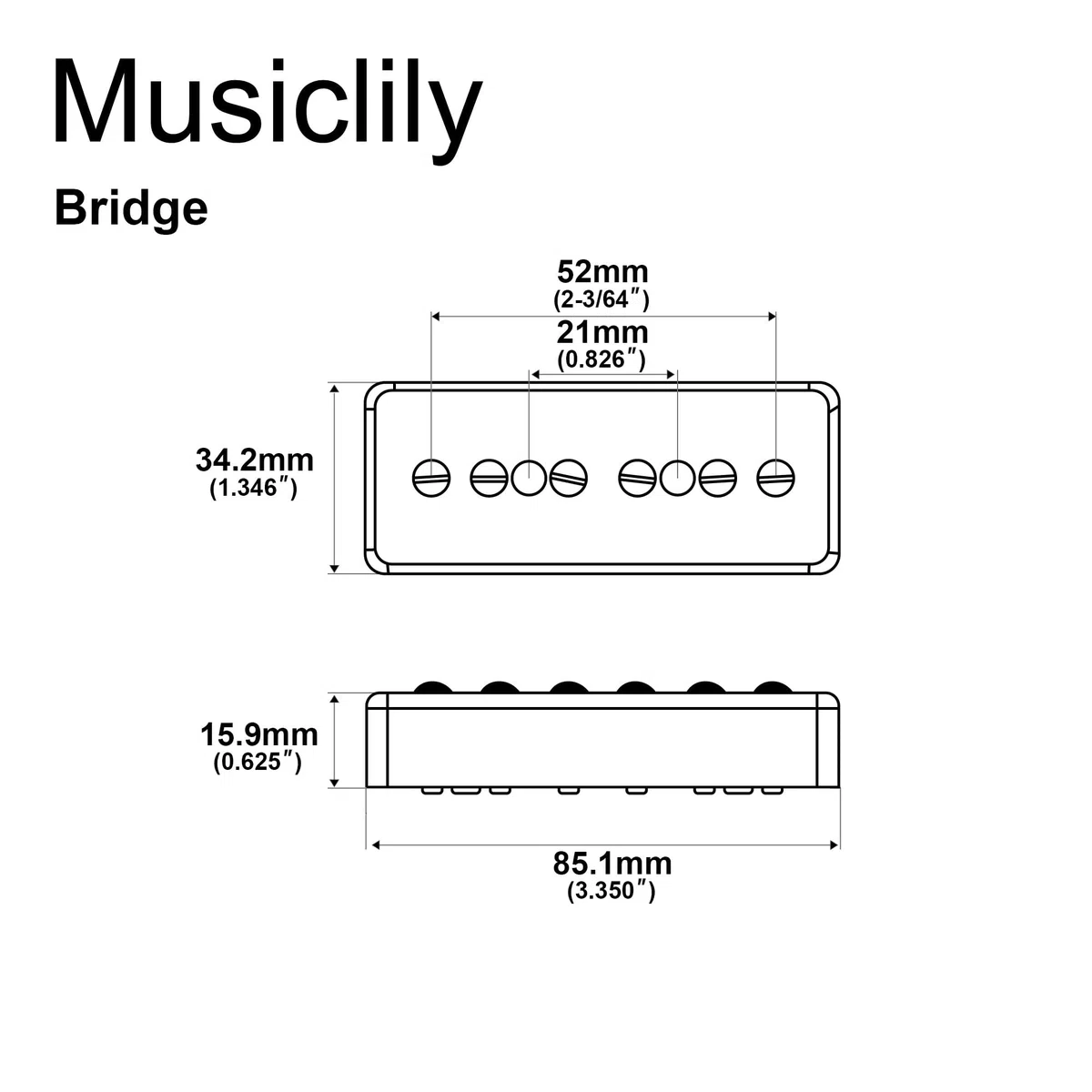 Musiclily Pro P90-BLA Alnico 5 P90 Soapbar Tonabnehmer Single Coil Steg Pickup für E-Gitarre, Creme