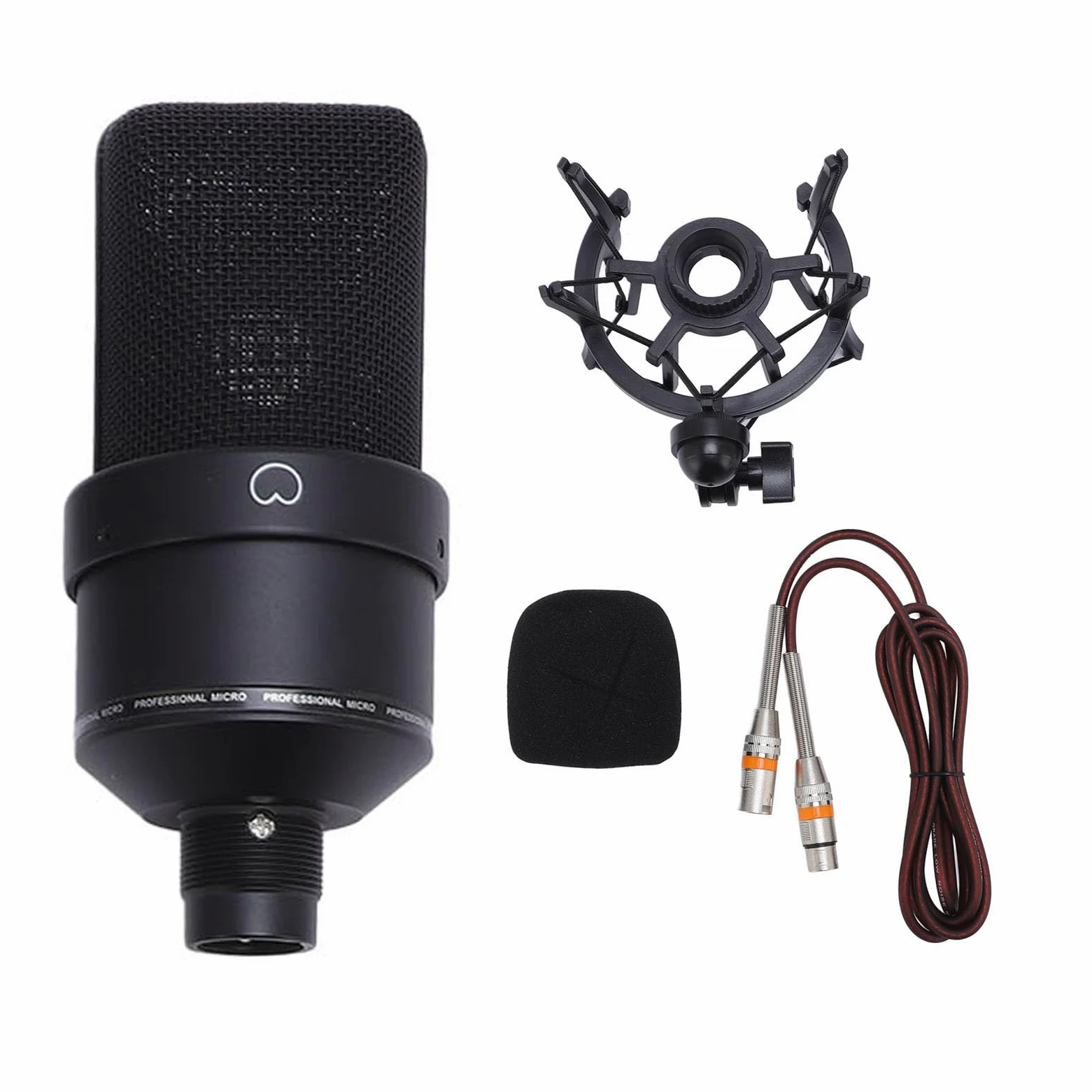 Mikrofon, XLR Kondensatormikrofon Großmembran Kondensator Studio Microphone mit Schockhalterung, XLR-Kabel und Windschutz für Podcasting, Streaming, Gaming, Aufnahmen