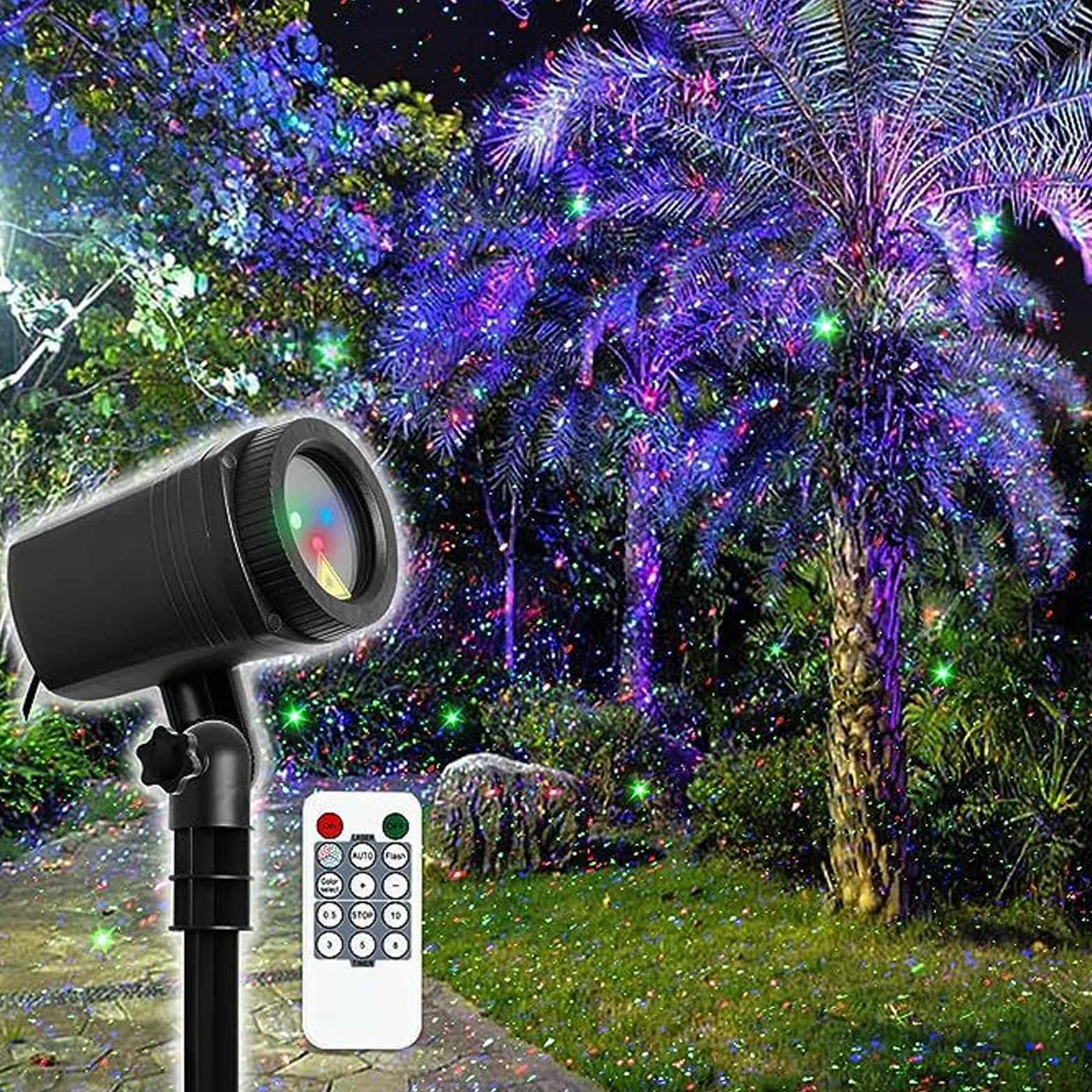 Leistungsstarker RGB-Laserlichtprojektor mit Fernbedienung, Wasserdicht für Partys Im Freien, Multifunktionale Projektion, Langlebige Konstruktion