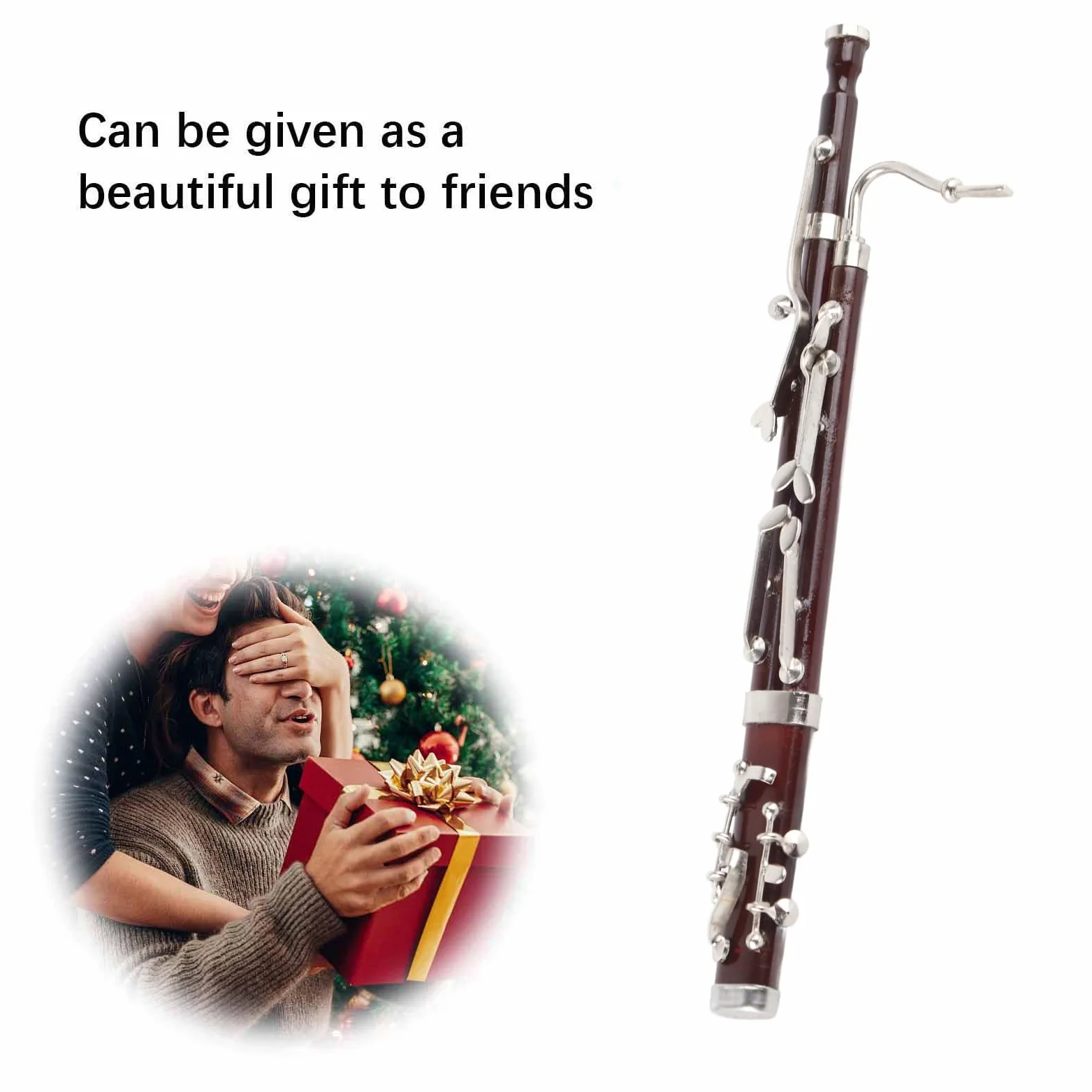 Miniatur Fagott Ornamente 17 cm Mini Fagott Modell mit Ständer und Koffer, Musikinstrument Musikalische Ornamente Miniatur Dekoration Heimdekoration
