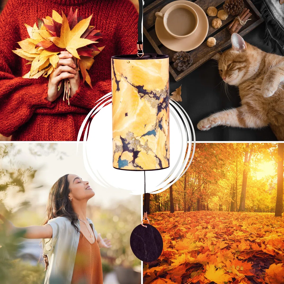 Zaphir Klangspiel Twilight Herbst mit Ständer - Klangspielständer Tipi aus Buchenholz - 50 cm Höhe für Yoga, Kinder zur Entspannung und Meditieren