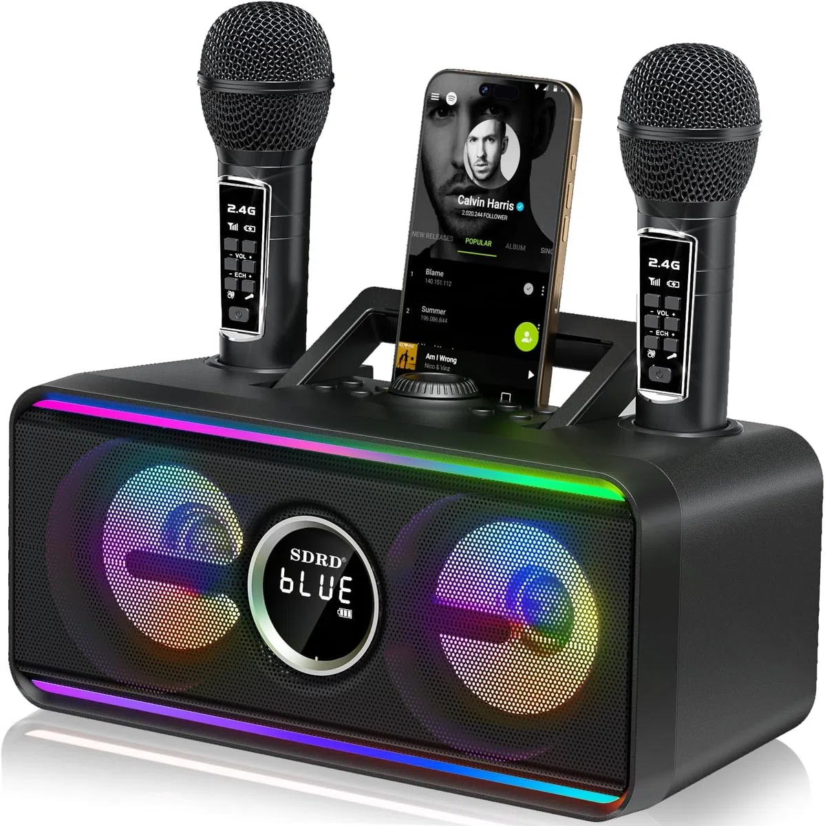 216 Bluetooth-Karaoke-Maschine für Erwachsene und Kinder mit Aufbewahrungs- und Ladestation, Leistungsstarkem Karaoke-System, 12 Stunden Spielzeit, Wiederaufladbarem Kabellosem Mikrofon
