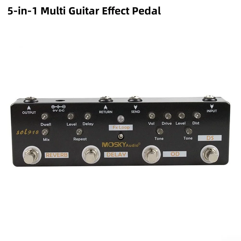 5-in-1 Gitarre Multi-Effektpedal Distortion Delay Reverb Overdrive Loop Gitarre Musik Zubehör für Gitarre Enthusiasten