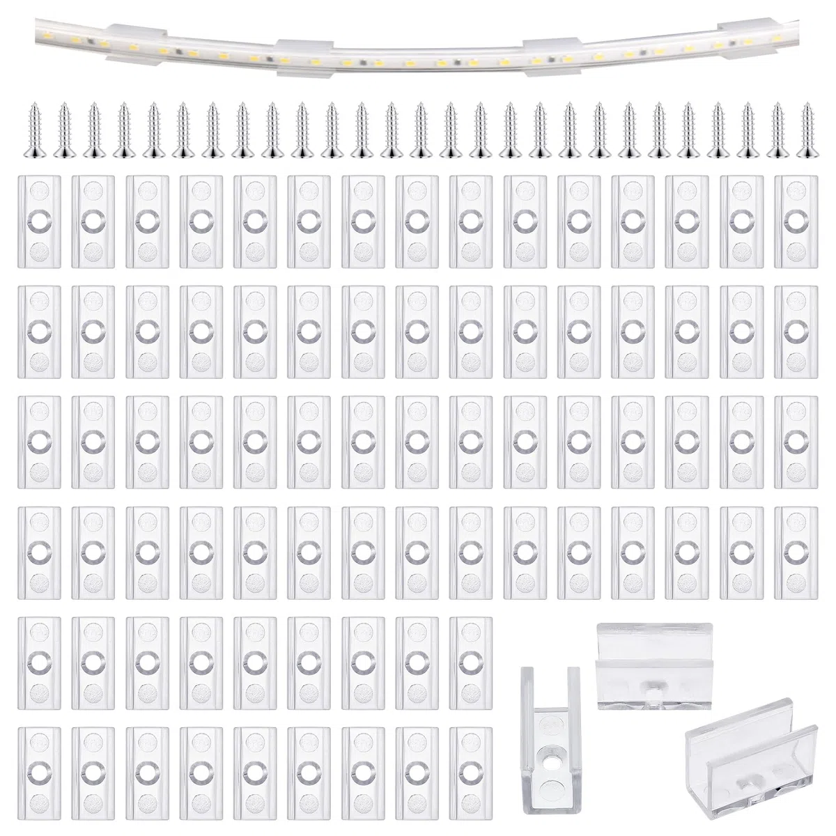 Sliverdew 100 Stück LED Neon Montageclips, Halterung für 6x12mm Neon Strip, Befestigungsklemmen, Accessoires