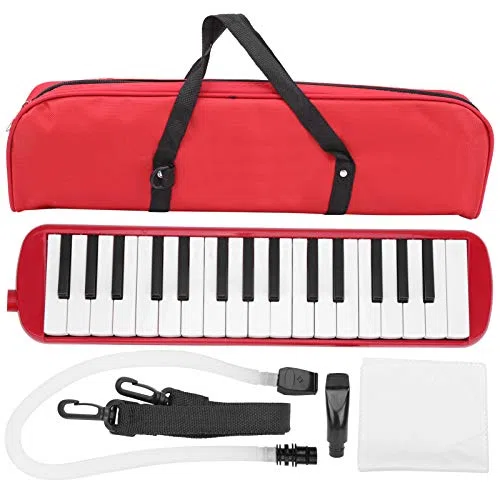 32-Tasten-Melodica, Melodica-Klaviertastatur, Blasinstrument, Professionelle Tragetasche für Musikinstrumente, Geeignet für Anfänger Zum Üben (Rot)