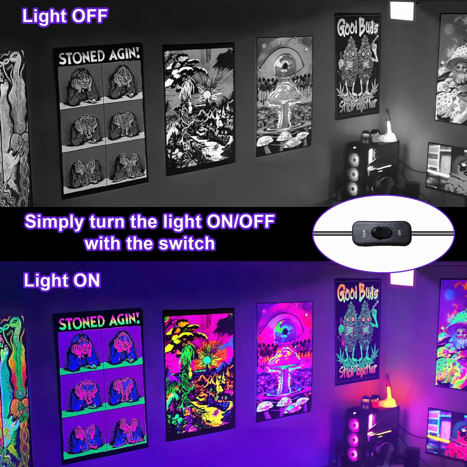 LED Schwarzlicht Strahler 50W, Indmird 2 Stück Schwarzlichtlampe mit Stecker, IP66 Wasserdicht UV strahler mit Stecker, 395-400nm UV Flutlicht Partylicht für Bar,Disco,GLOW Party,Halloween, Aquarium
