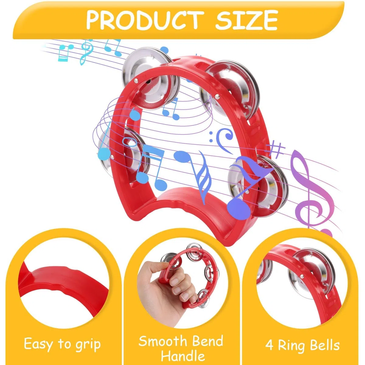 MIVIDE 21 Stück Tambourin, Half Moon Hand Tambourine Metal, 7 Farbe Tamburine Erwachsene für Schulaufführungen, Musikkurse