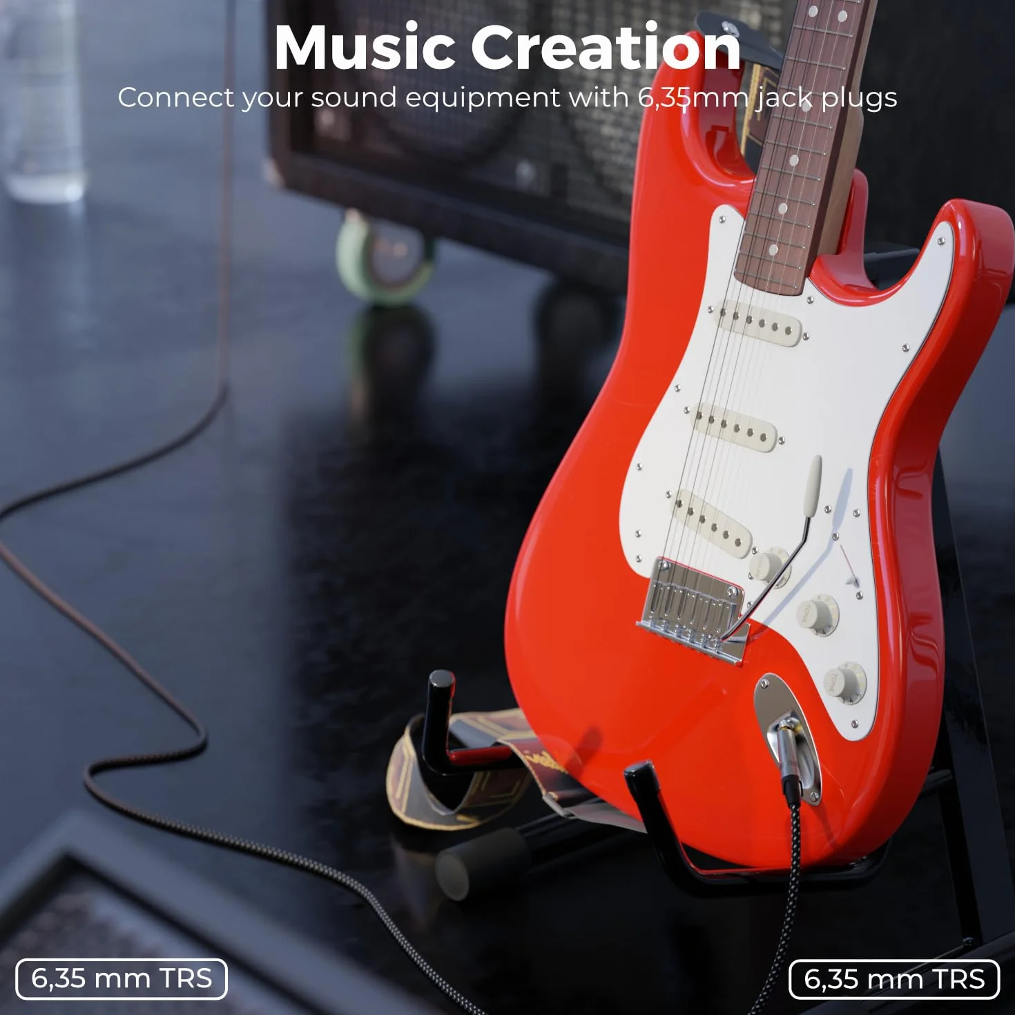 deleyCON 15m Instrumentenkabel Klinkenkabel 6,35mm auf 6,35mm Klinke TRS (Stereo) AUX - Studio Qualität - aus reinem OFC Kupfer (AWG24) - für Verstärker Mixer E-Gitarre Bass Keyboard