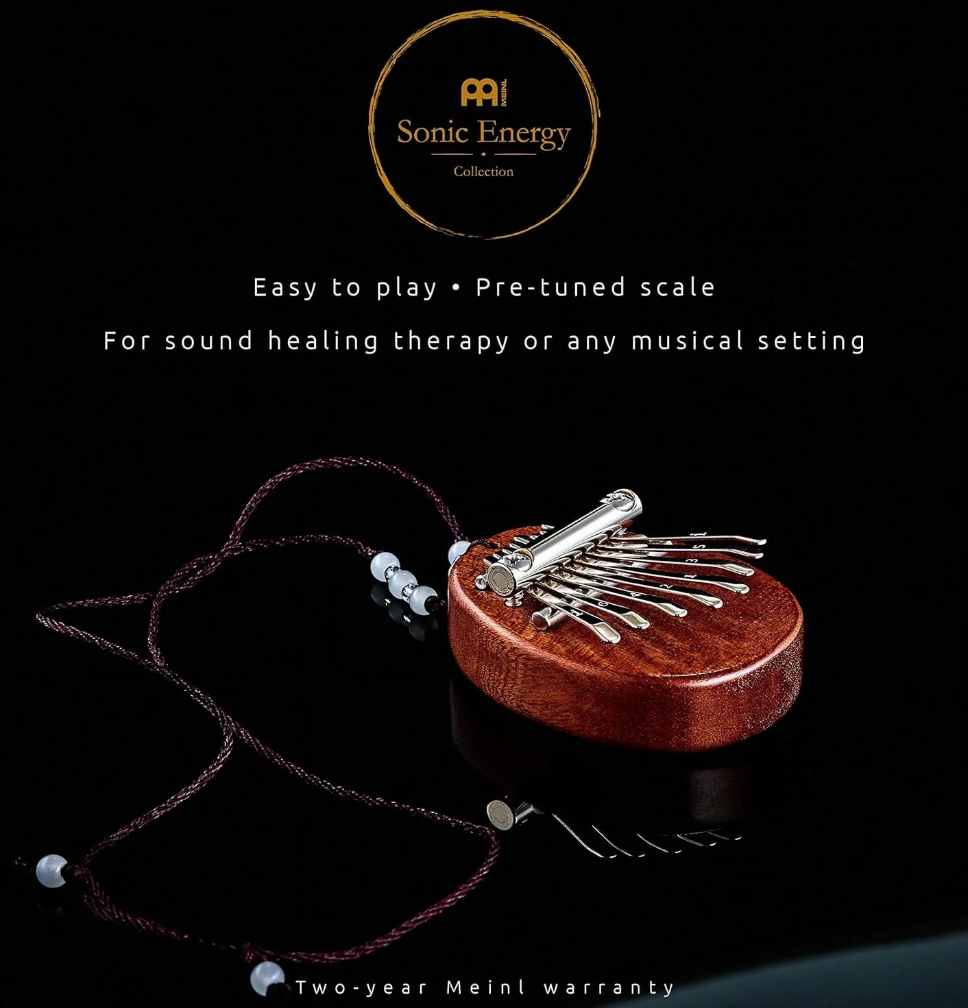 Sonic Energy Massivkörper Kalimba – C-Dur, 8 Töne – Sapeleholz – Für Meditation, Yoga, Kinder – Inkl. Umhängeband (KL8MINI)
