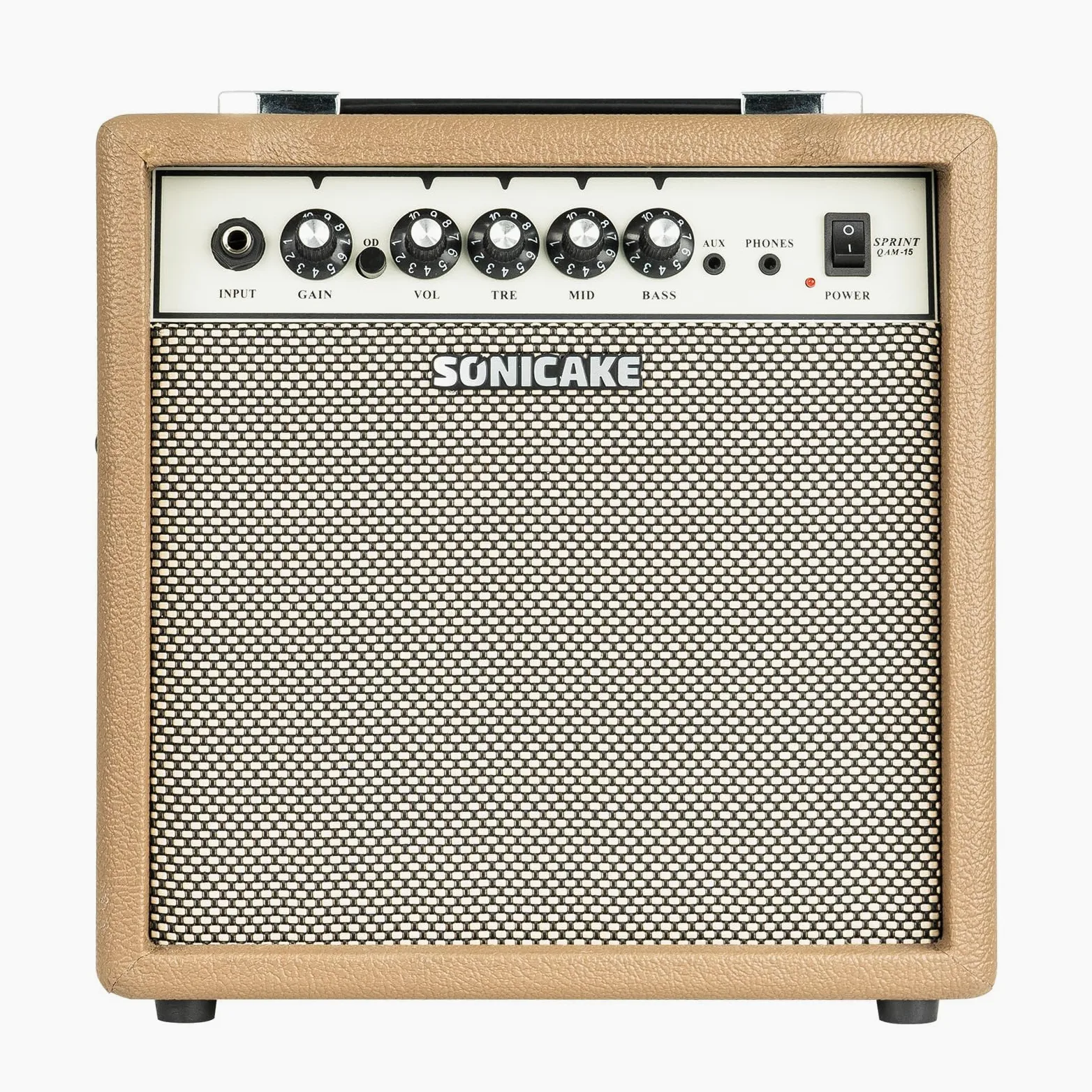 SONICAKE 15W Elektrischer Gitarrenverstärker Dual-Kanal mit Kopfhörerausgang 3-Band EQ AUX-Eingang Kompaktes Tragbares Design für Übung Sprint