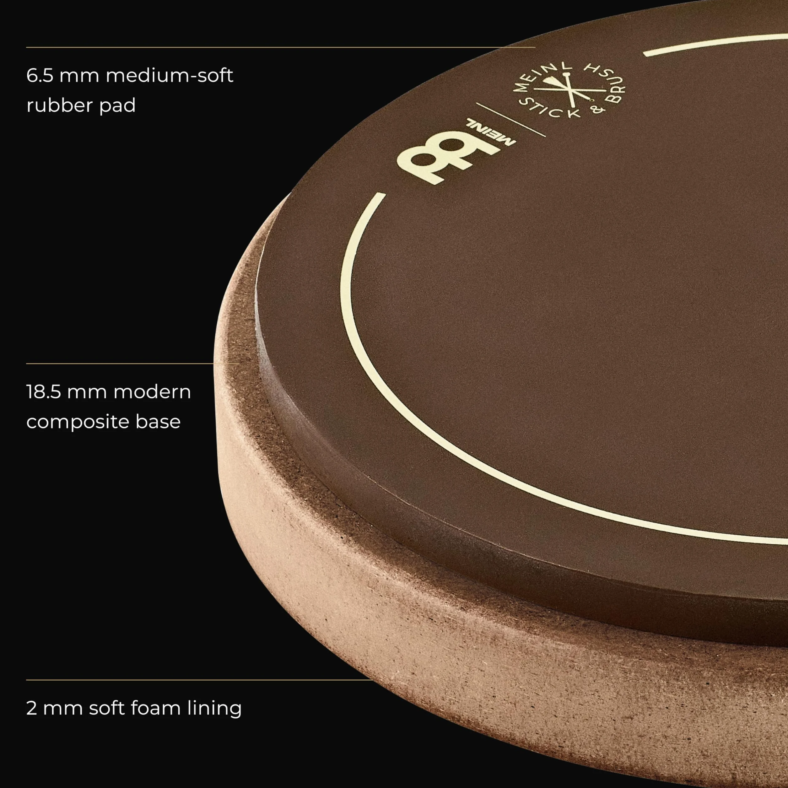 Meinl Stick & Brush 6 Zoll Practice Pad - Drum Übungspad - Schlagzeug Zubehör (SB508)