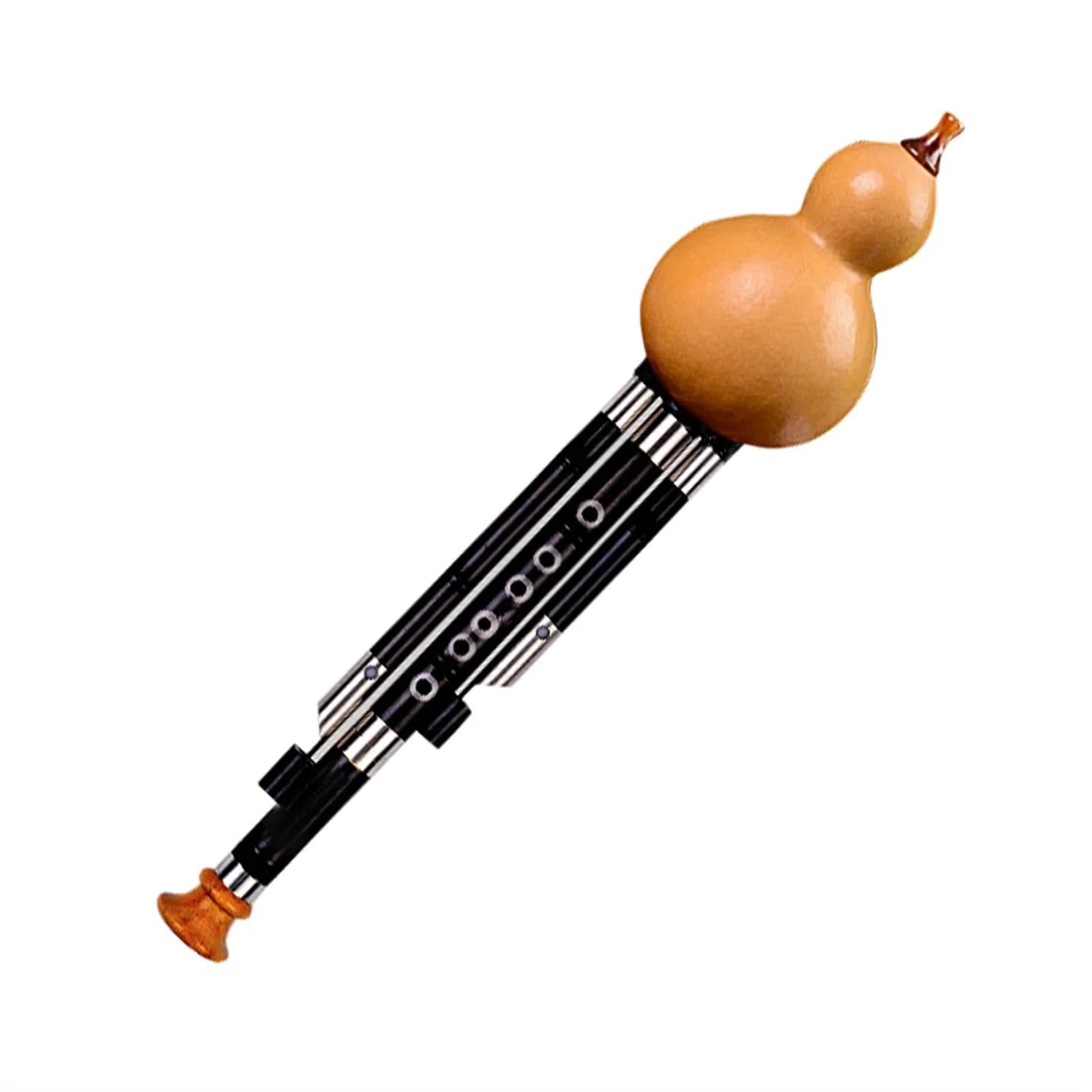 Hulusi-Flöte Ebenholz-Loch-Intarsien-Kürbisflöte, Leistungsstarkes Ethnisches Musikinstrument, Kürbisflöte Mit Aufbewahrungskoffer (Color : F key)