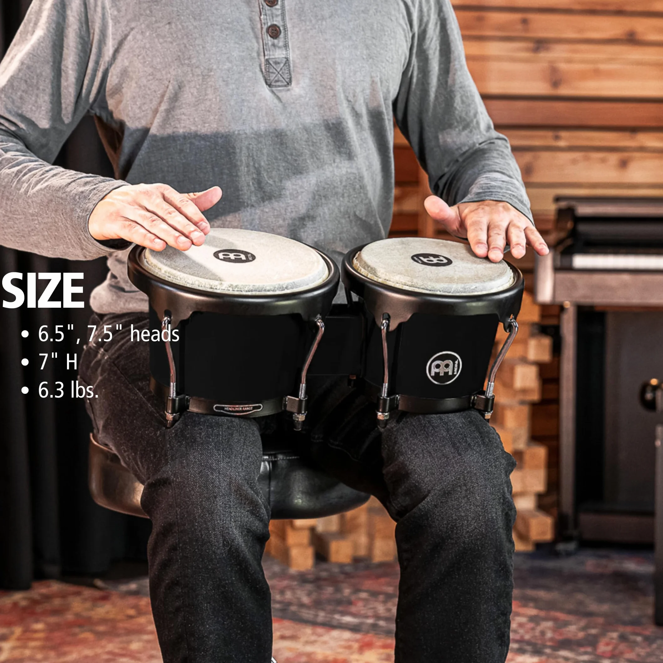 Meinl Headliner Bongos HB50BK, Black, Black HW