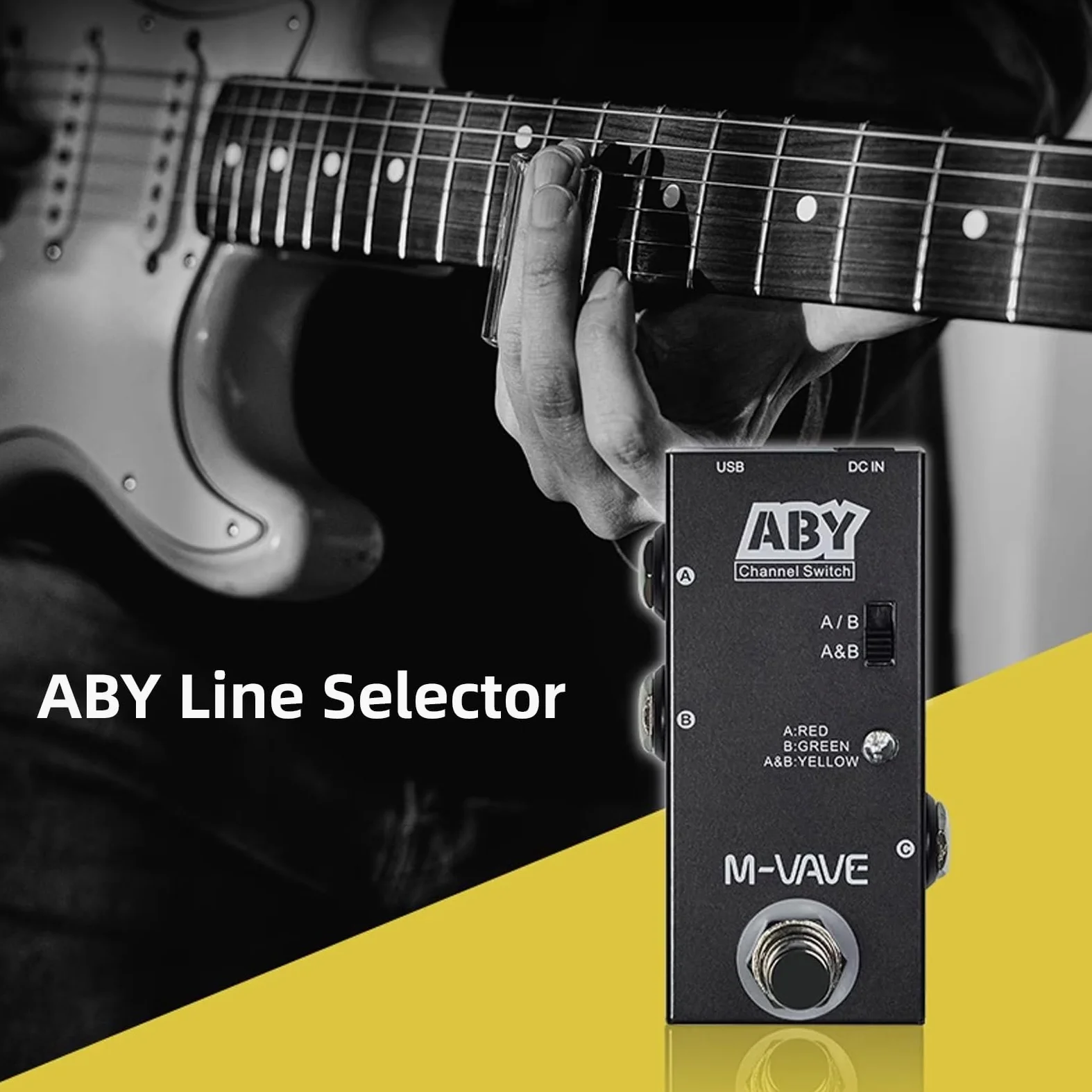 Kavolet ABY Line Selector AB Schalter Mini Gitarren Effektpedal, True Bypass Gitarren Bass Pedal AB Box ABY Kanalschalter für Musikbegeisterte