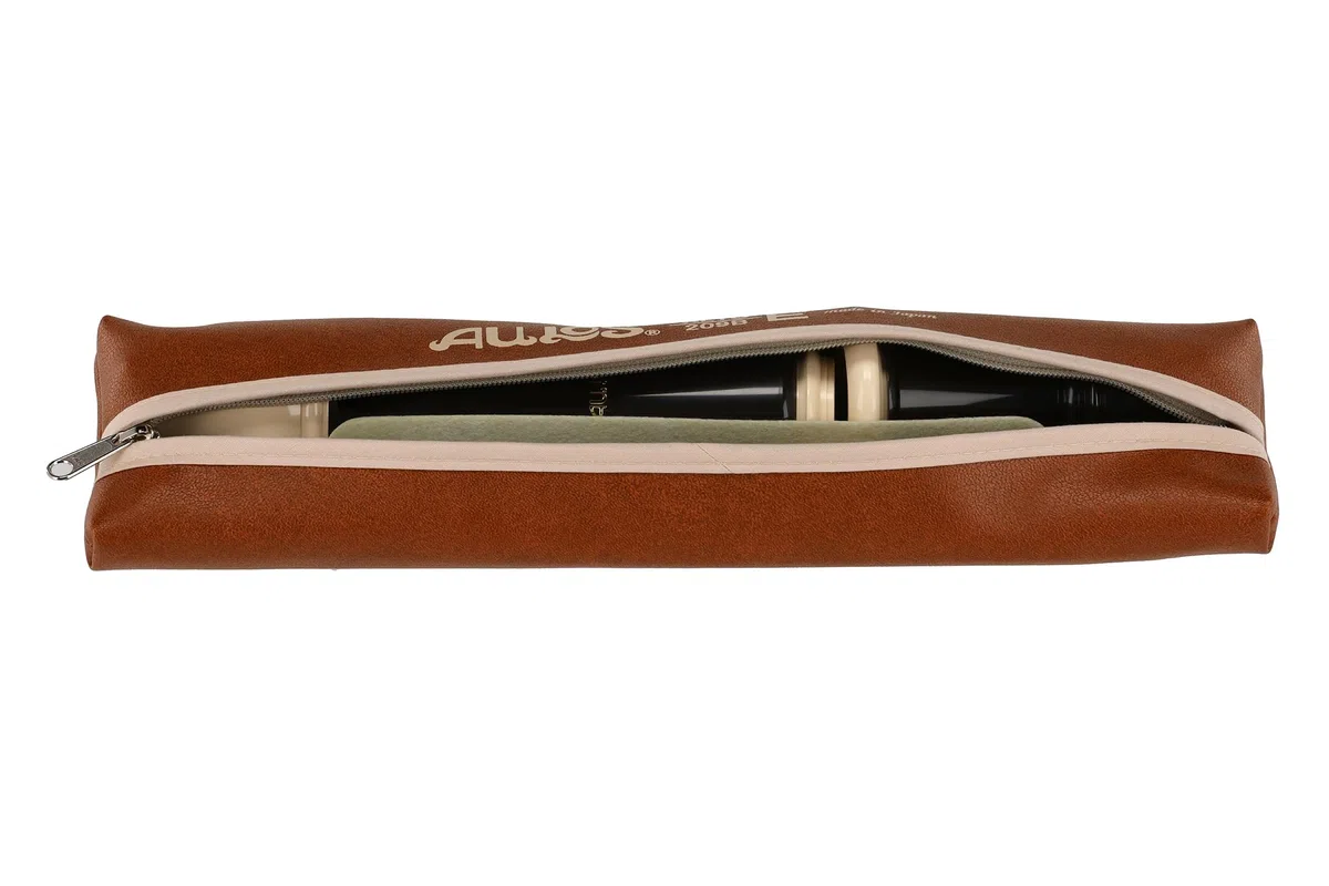 Aulos 700074 F-Alt Blockflöte Robin Mod.209B Barocke Griffw. Braun, komplett mit Tasche, Wischerstab, Fettdose und Grifftabelle