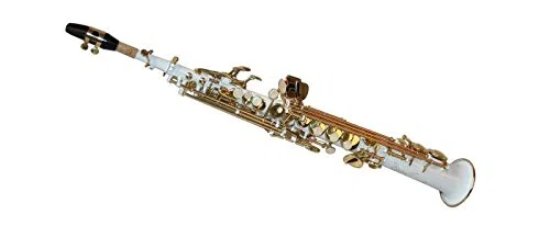 Sopran Saxophon, gerade, weiß/gold, mit Koffer