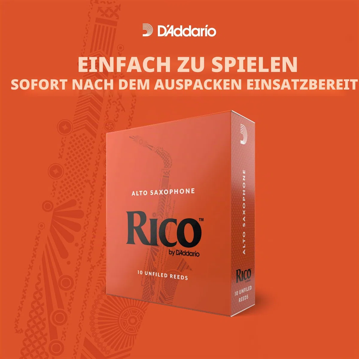 Rico by D'Addario Saxophon Blätter | Hochpräzise gefertigt | Alt Saxophon Blätter 2 Stärke | 10er-Packung | Warmer voller Ton | Angenehmes Spielgefühl