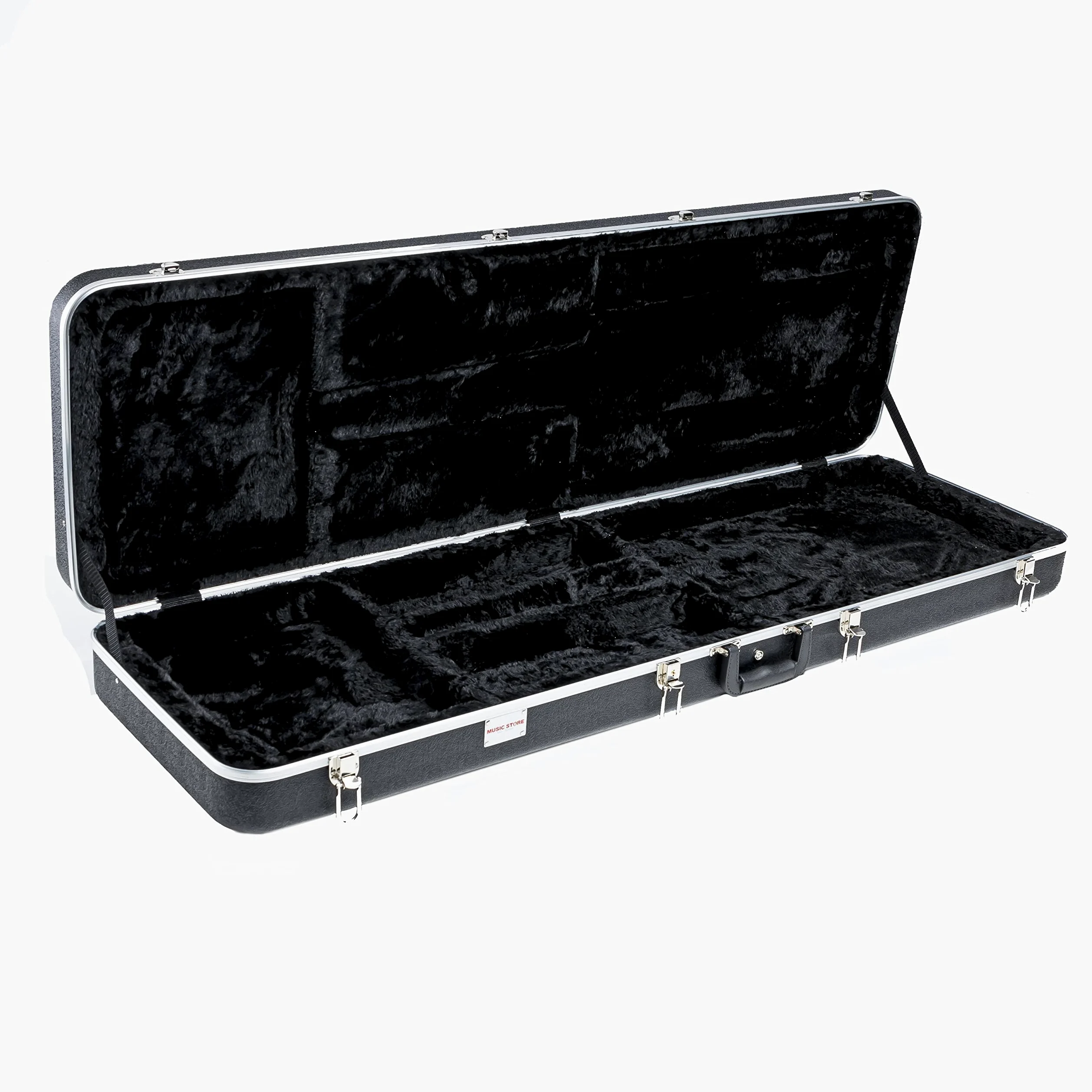 Fame Deluxe Electric Bass ABS Case, Robuster E-Bass Koffer, Plüsch-Polsterung, mit Zubehörfächern
