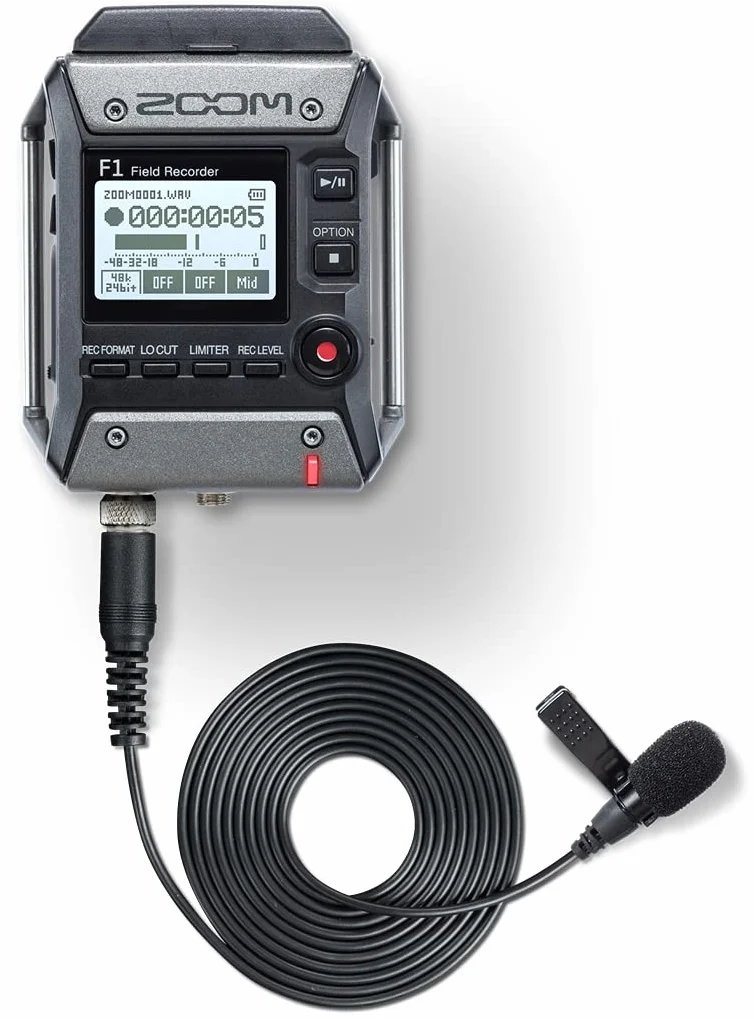 ZOOM F1-LP Field Recorder mit Lavaliermikrofon – Professioneller Audiorecorder für Film, Podcast & Interviews – EU-Version – Schwarz