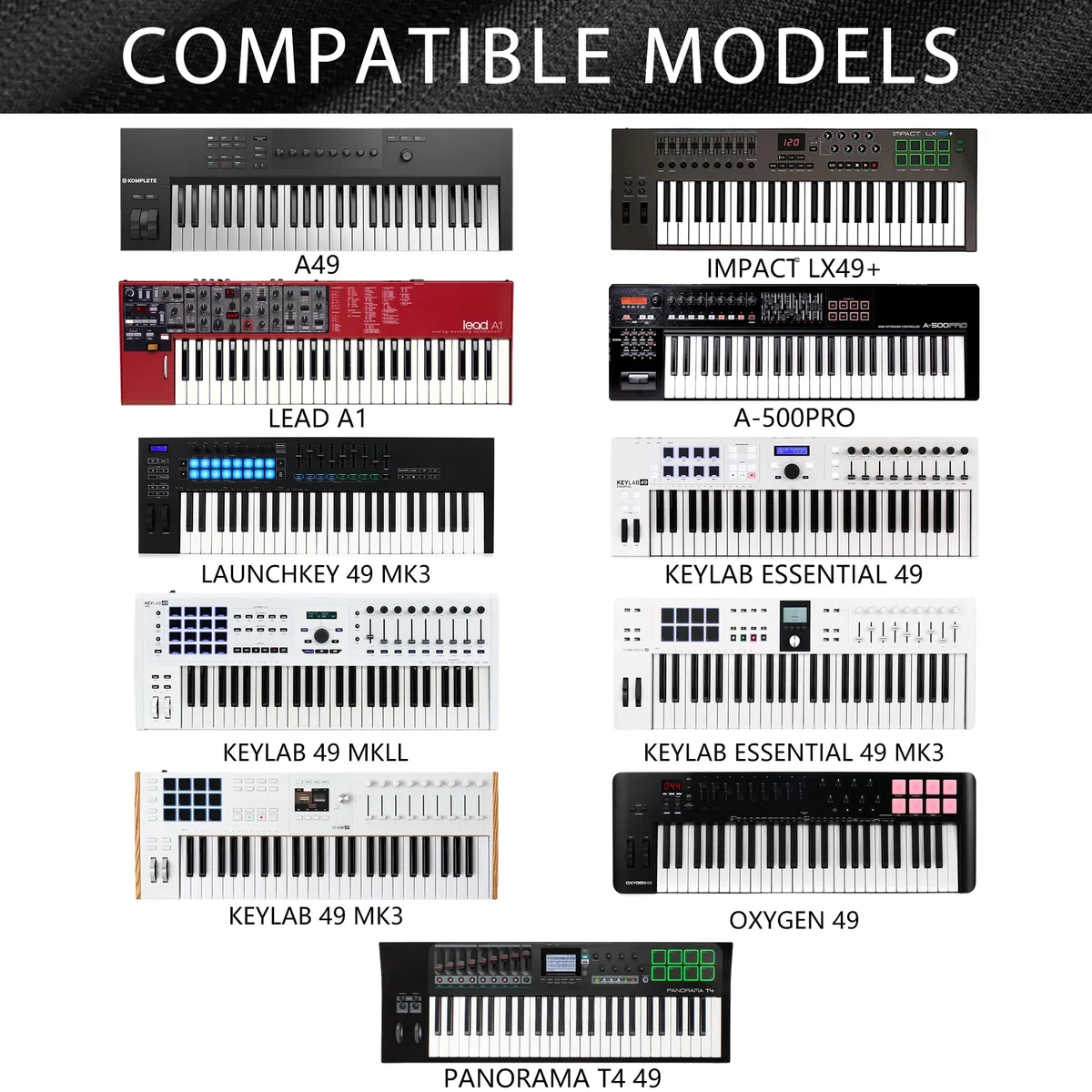 Musiin Staubschutz für Klaviertastatur mit 49 Tasten, kompatibel mit A-500PRO, NI A49, Nektar Panorama T4 49, M-Audio Oxygen 49, Premium Chinlon, kratz- und staubdicht, Soft-Touch- und passgenaues