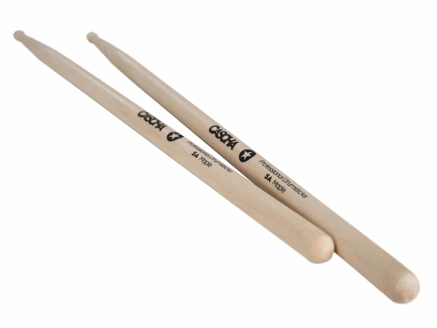 CASCHA Professional Schlagzeugsticks 5A robuste Ahorn Sticks I Trommelstöcke Holz I Profi Schlagzeug Zubehör I Drumsticks Maple I Schlagzeugstöcke I Trommelsticks Holzkopf Modell 12 Paar (24 St.)