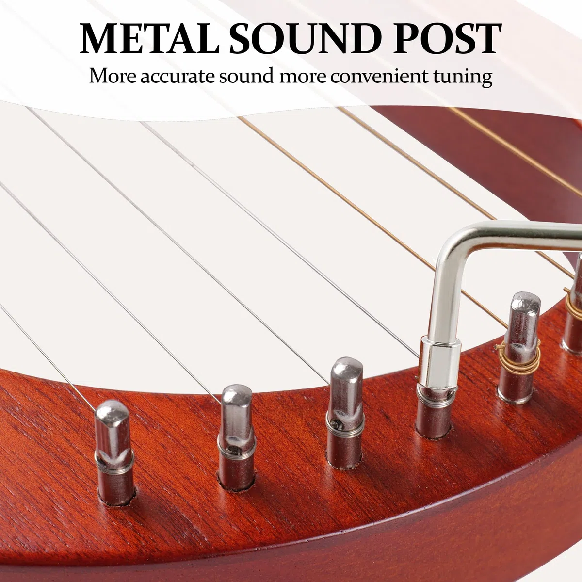 Mulucky Lyre Harp 7 Metall-Stahlsaiten Knochen Sattel Mahagoni Lyre Instrument mit Stimmschlüssel und schwarzer Gigbag - MLH701