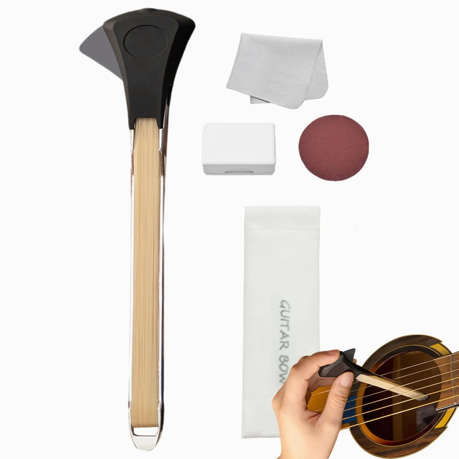 Pickaso Guitar Bow, Gitarrenbogen,Pickaso Gitarrenbogen, Für Gitarre Doppelseitiger Gitarrenbogen Mit Integriertem Plektrum, Tuning-Paddel Für Klassische Folk-Gitarre
