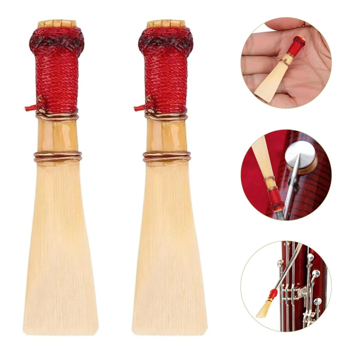 2 Stück Fagottrohrblätter Instrumentenzubehör aus Rohrblatt mit Feiner Verarbeitung und Grate Beige Geeignet für Fagotte