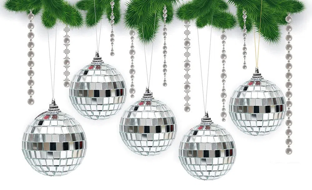 2 Stück 20 cm Spiegel-Diskokugeln mit 4 Stück 6 cm kleinen Spiegel-Diskokugeln, ideal für eine Party oder DJ-Lichteffekt.